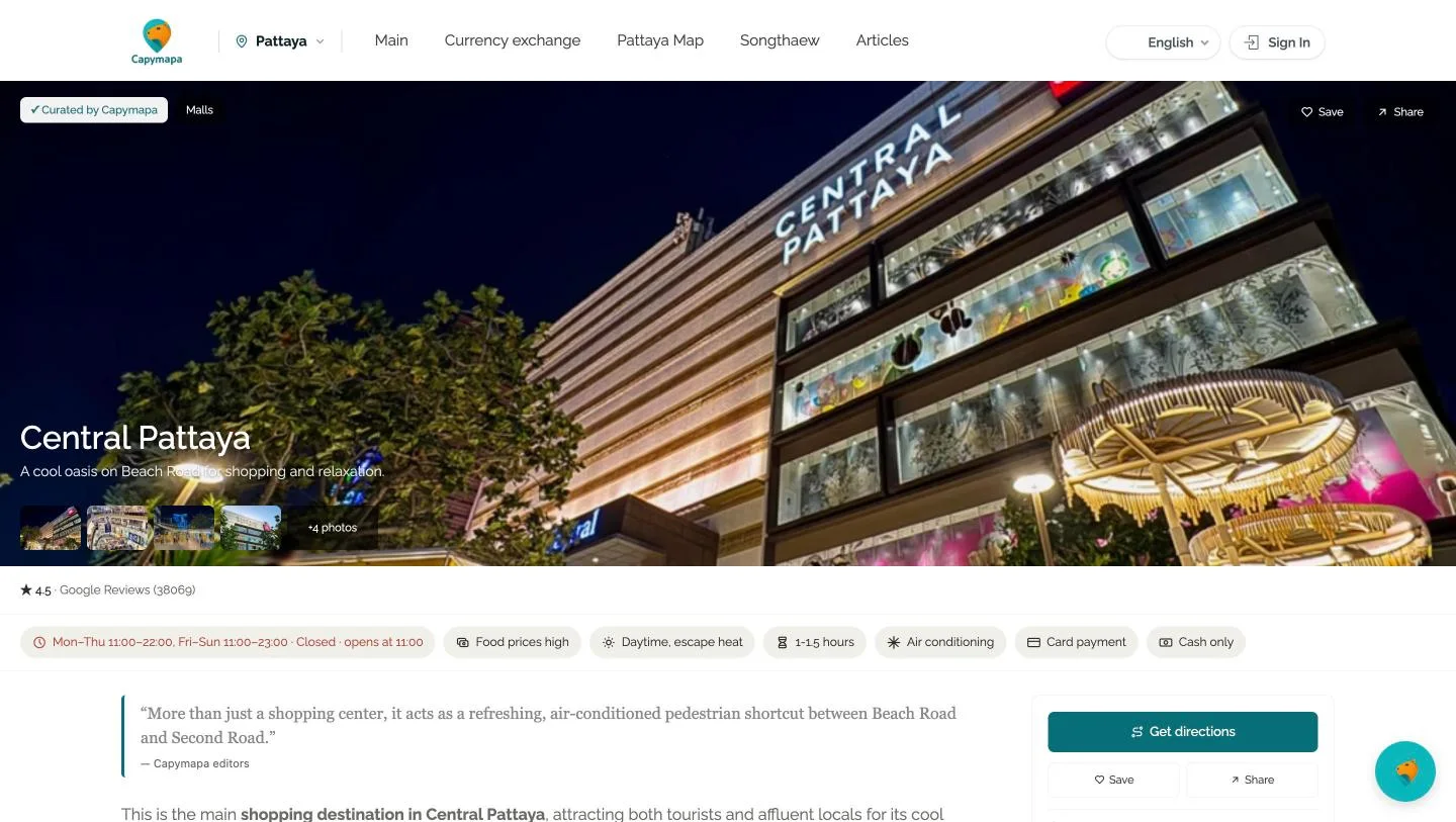 The same Central Pattaya listing on Capymapa today