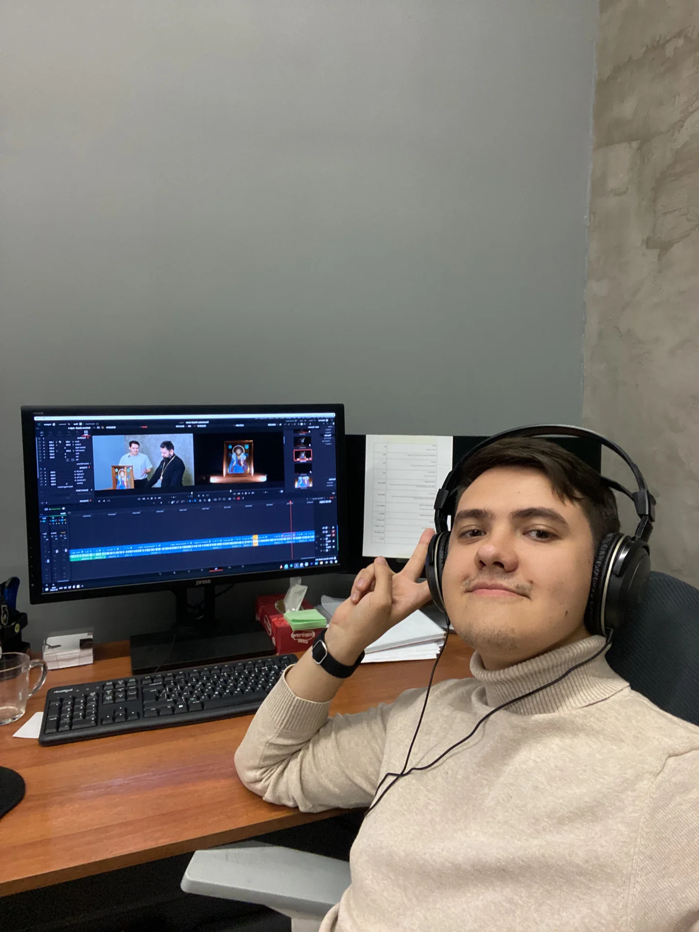 At the editing desk: assembling an episode and working through the footage.