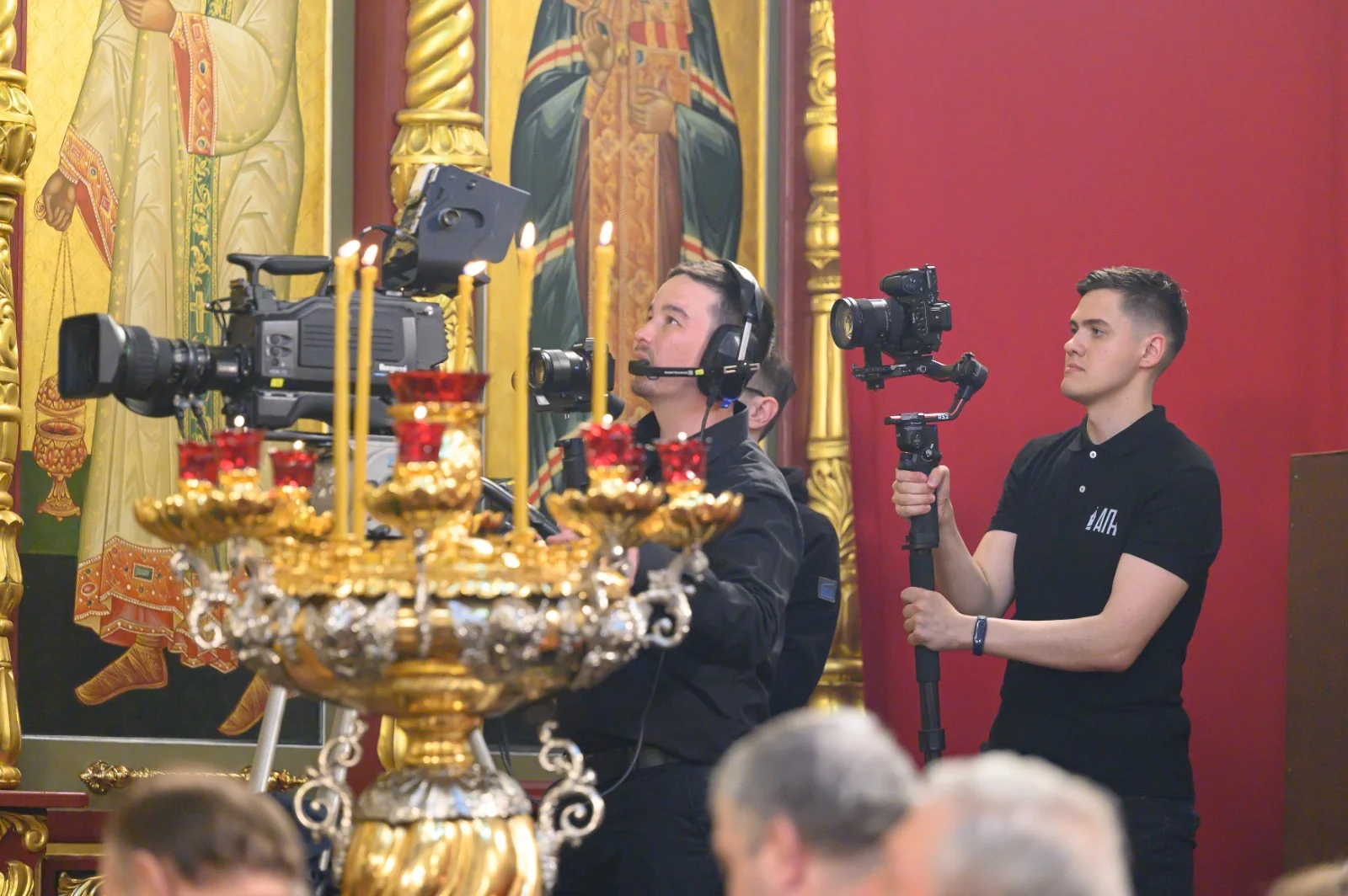 Filming in church: camera and gimbal work.